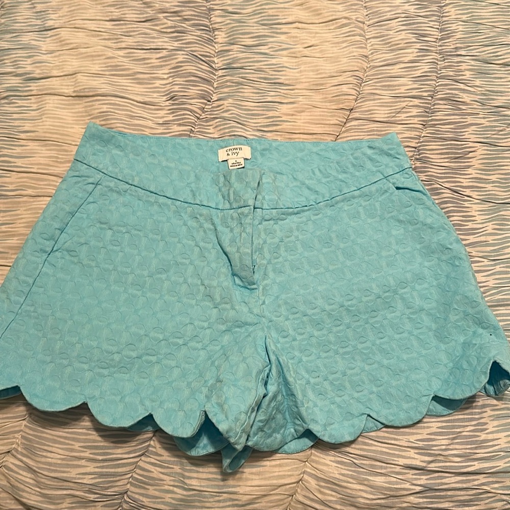 Blue Scalloped Crown & Ivy Shorts